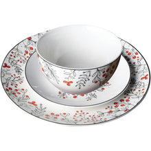 12-Piece Red Berry Christmas Dinner Set - White
