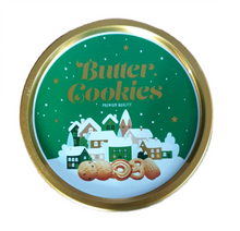 Butter cookies in a Christmas tin, 340 g, green