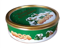 Butter cookies in a Christmas tin, 340 g, green