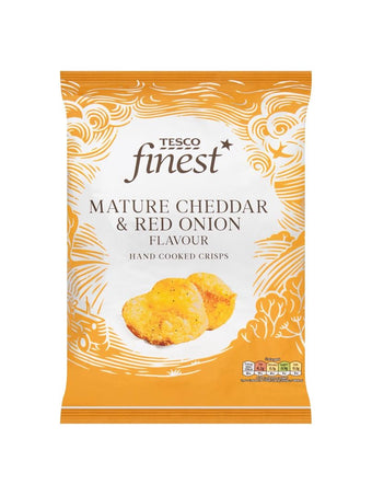 Tesco finest mature cheddar and red onion flavor