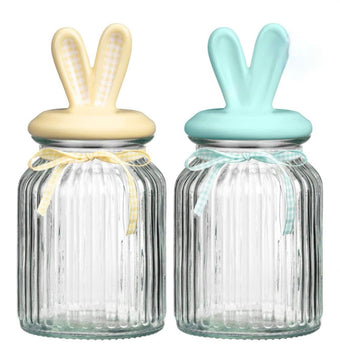 EASTER GLASS BUNNY EAR JAR