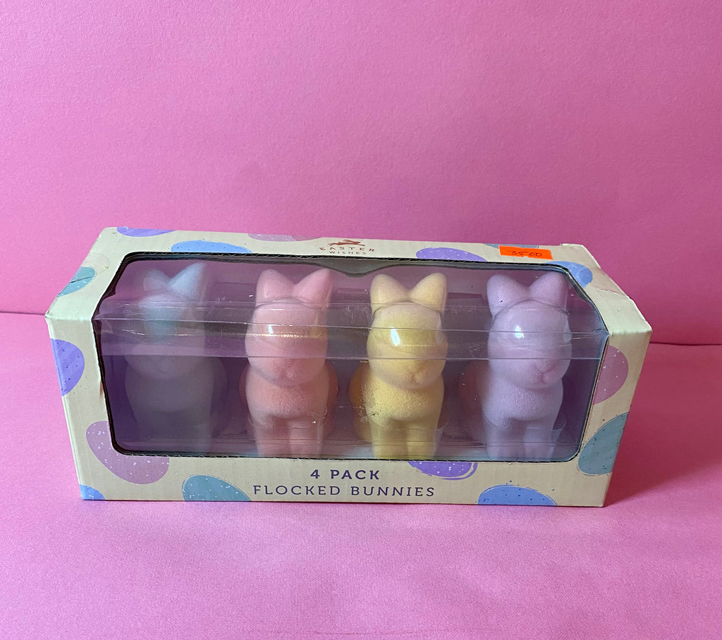 EASTER 4 PACK FLOCKED BUNNIES