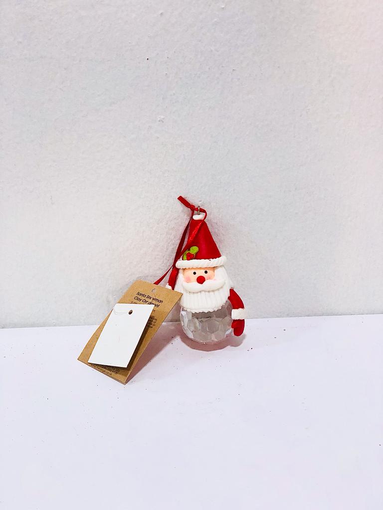 Santa Snowman Clay Ornament