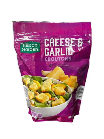 Cheese and garlic croutons