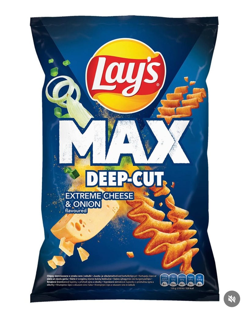 Lays max deep cut extreme cheese and onions