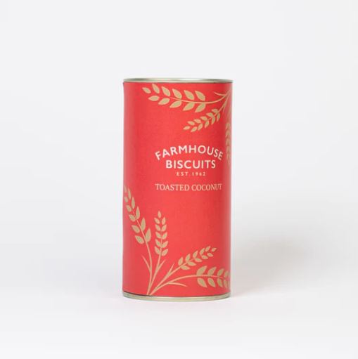 FARMHOUSE BISCUIT TOASTED COCONUT RED & GOLD TUBE 100G